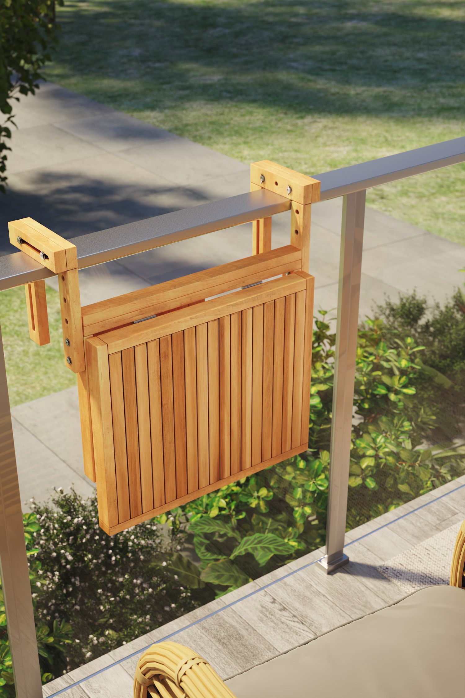 Lyon Golden Teak Folding Outdoor Balcony Table