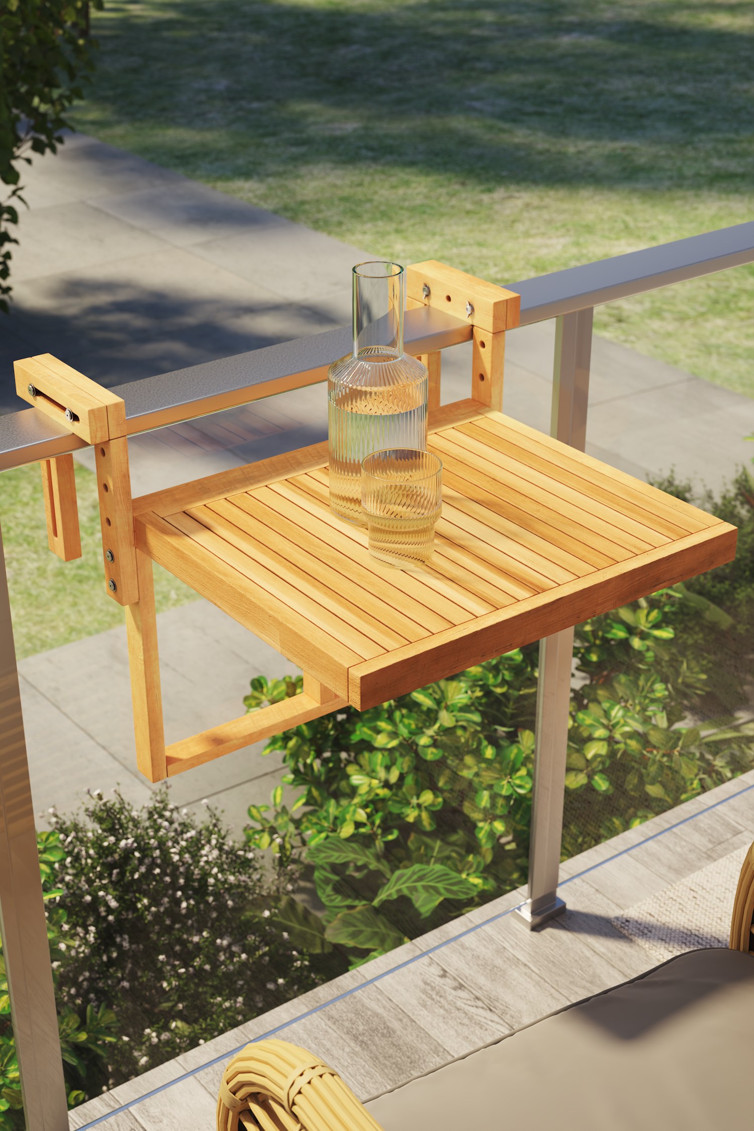 Lyon Golden Teak Folding Outdoor Balcony Table - Image 2
