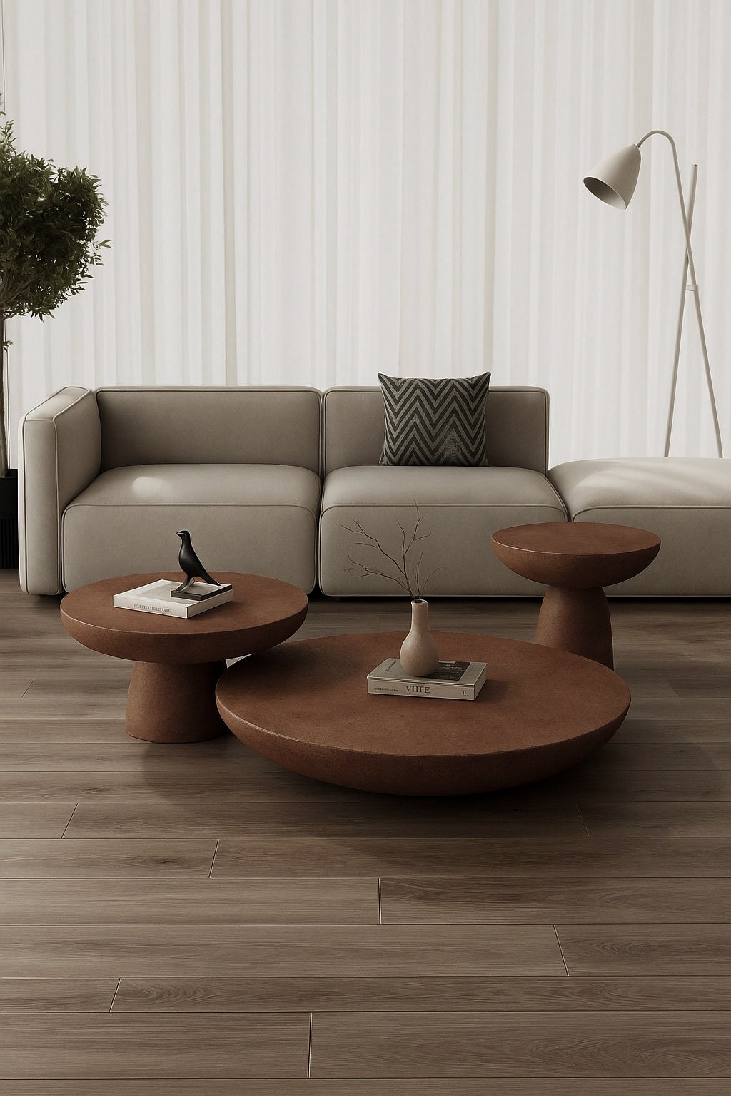Mondo Mocha Microconcrete Coffee Table Set