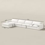 Orvella Off White Modular 4 Seater Sofa with Ottoman