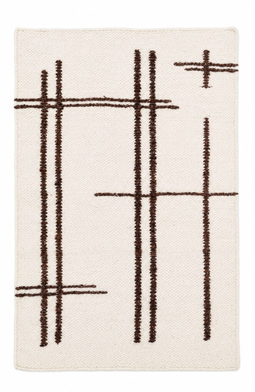 Aros White and Brown Woven Rug