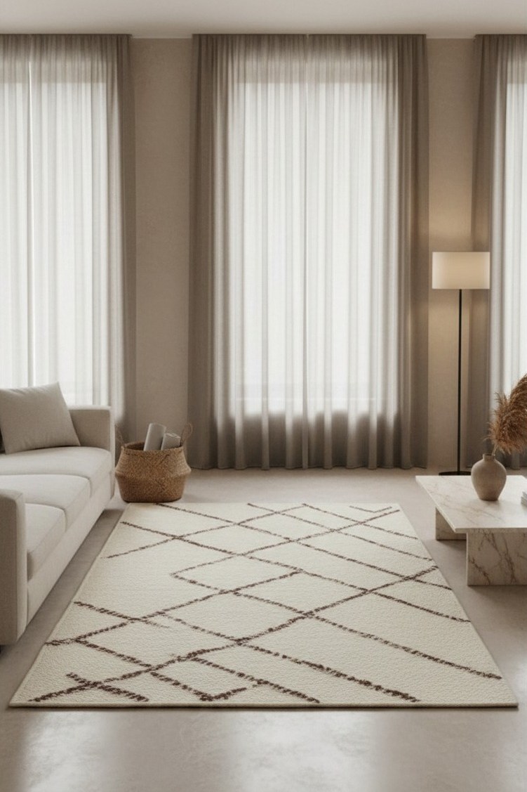 Soren White with Brown Diamond Woven Rug - Image 3