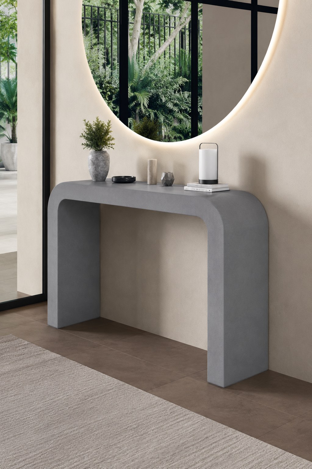 Kuzmina Ash Grey Microconcrete Console Table