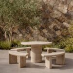 Circolo Honed Travertine Outdoor Dining Set