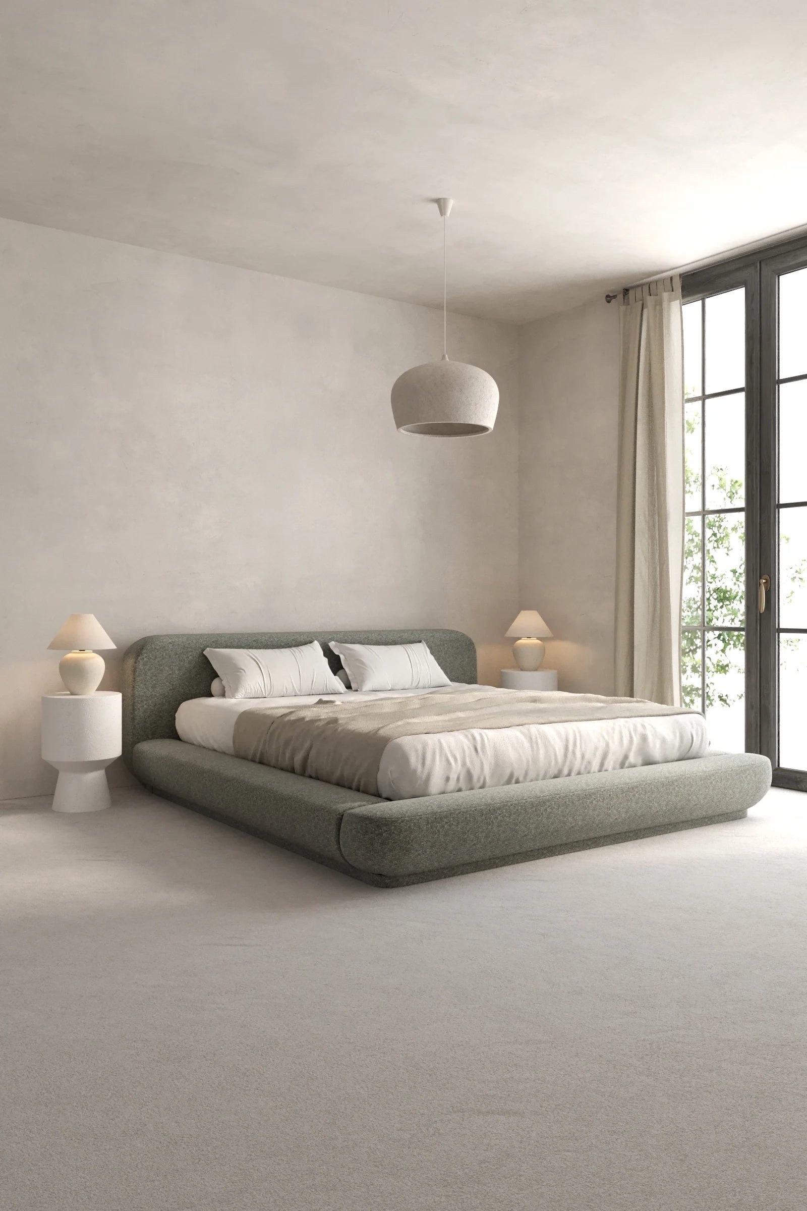 Edwina Eucalyptus Dust Upholstered Platform Bed