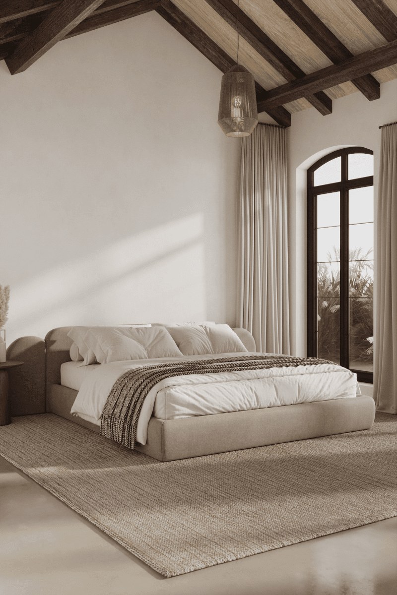 Isobel Champagne Beige Upholstered Platform Bed - Image 2