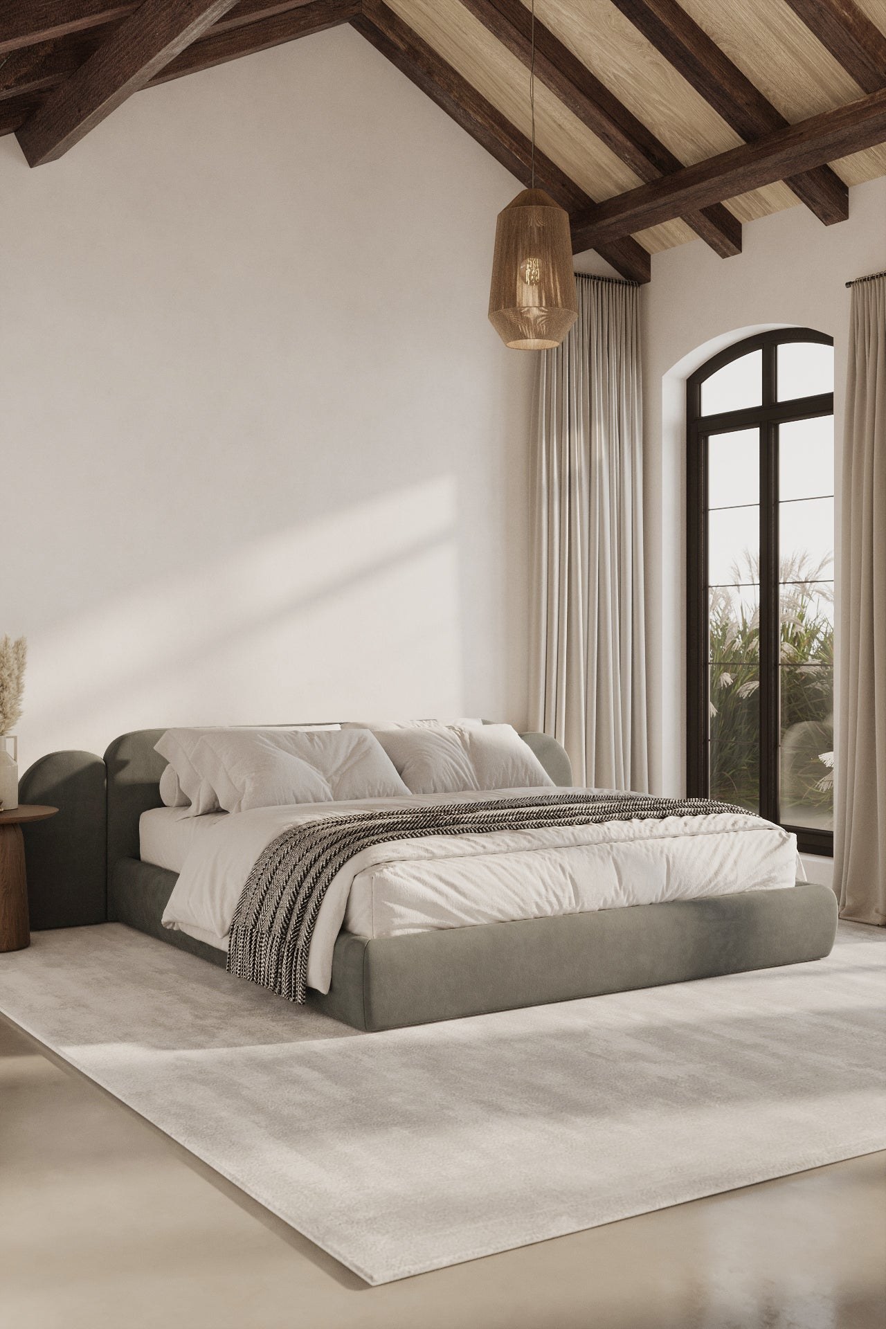 Isobel Greyish Green Upholstered Platform Bed - Image 2