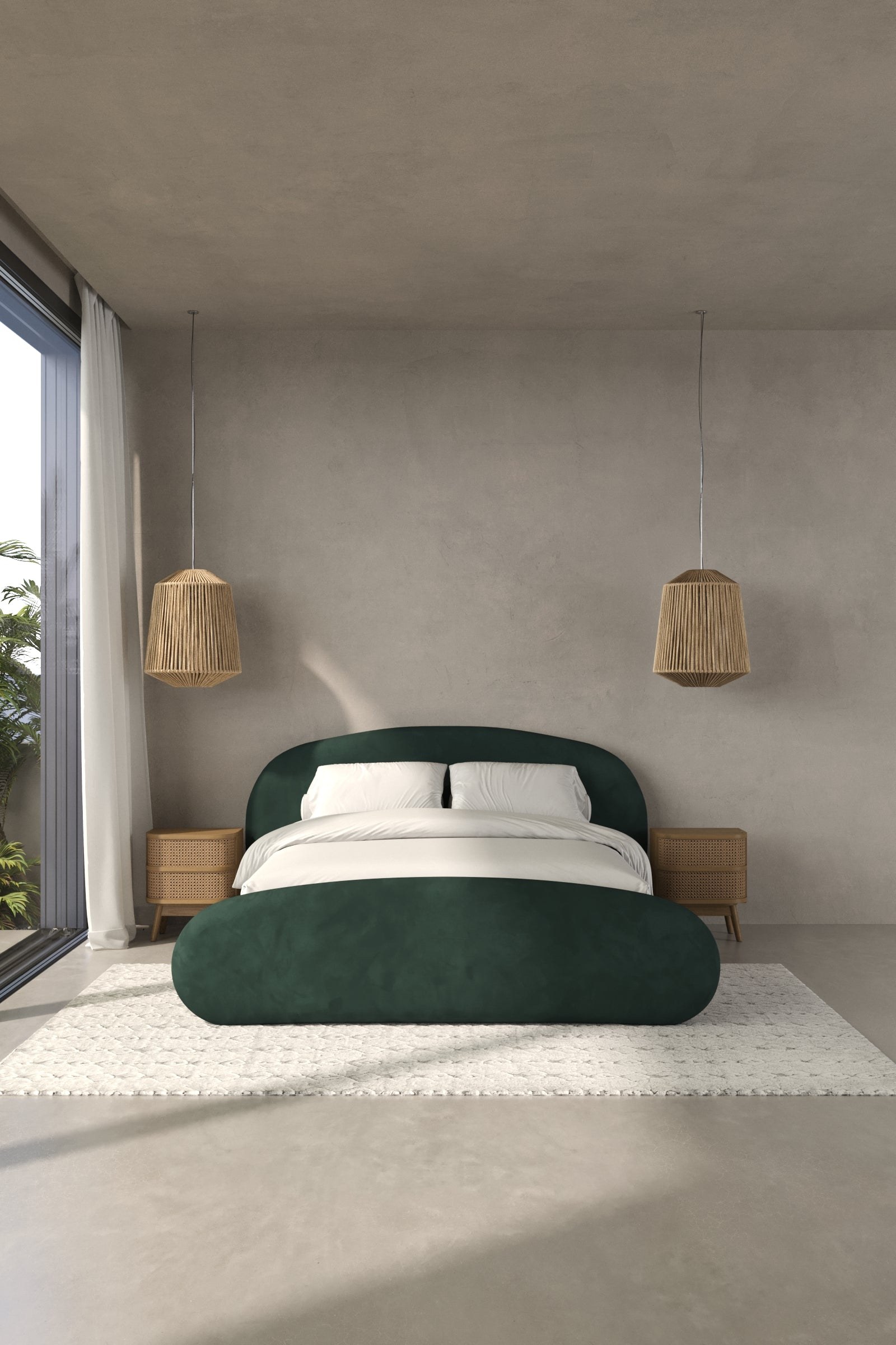 Galadriel Green Upholstered Platform Bed