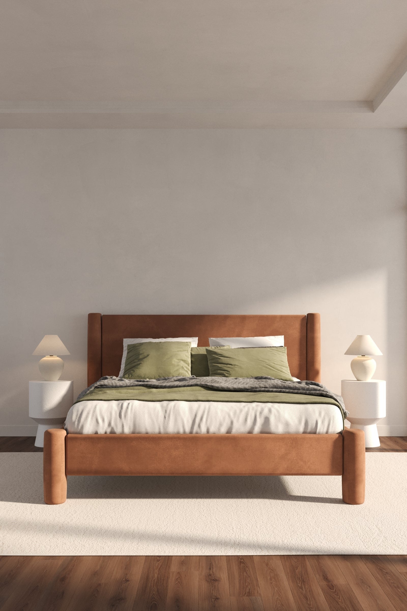 Ramona Caramel Suede Upholstered Platform Bed - Image 2