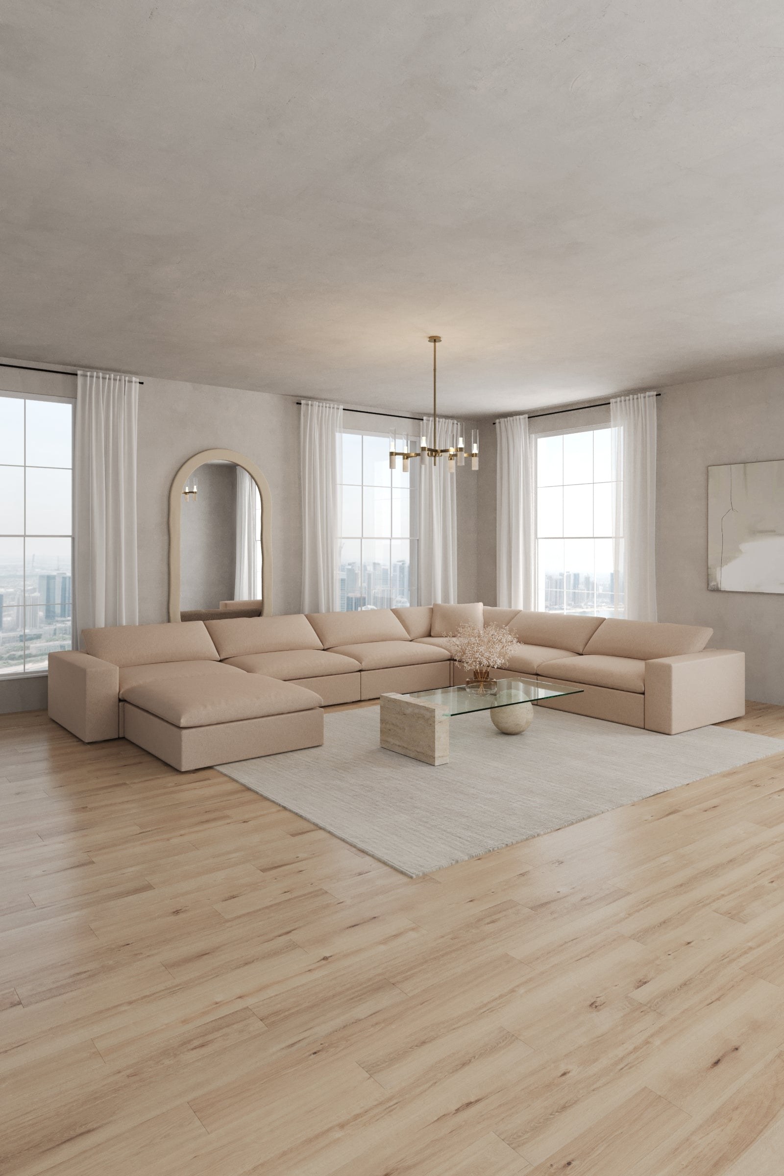 Orvella Pink Orchid Modular L-Shape Sofa With Ottoman - Image 3