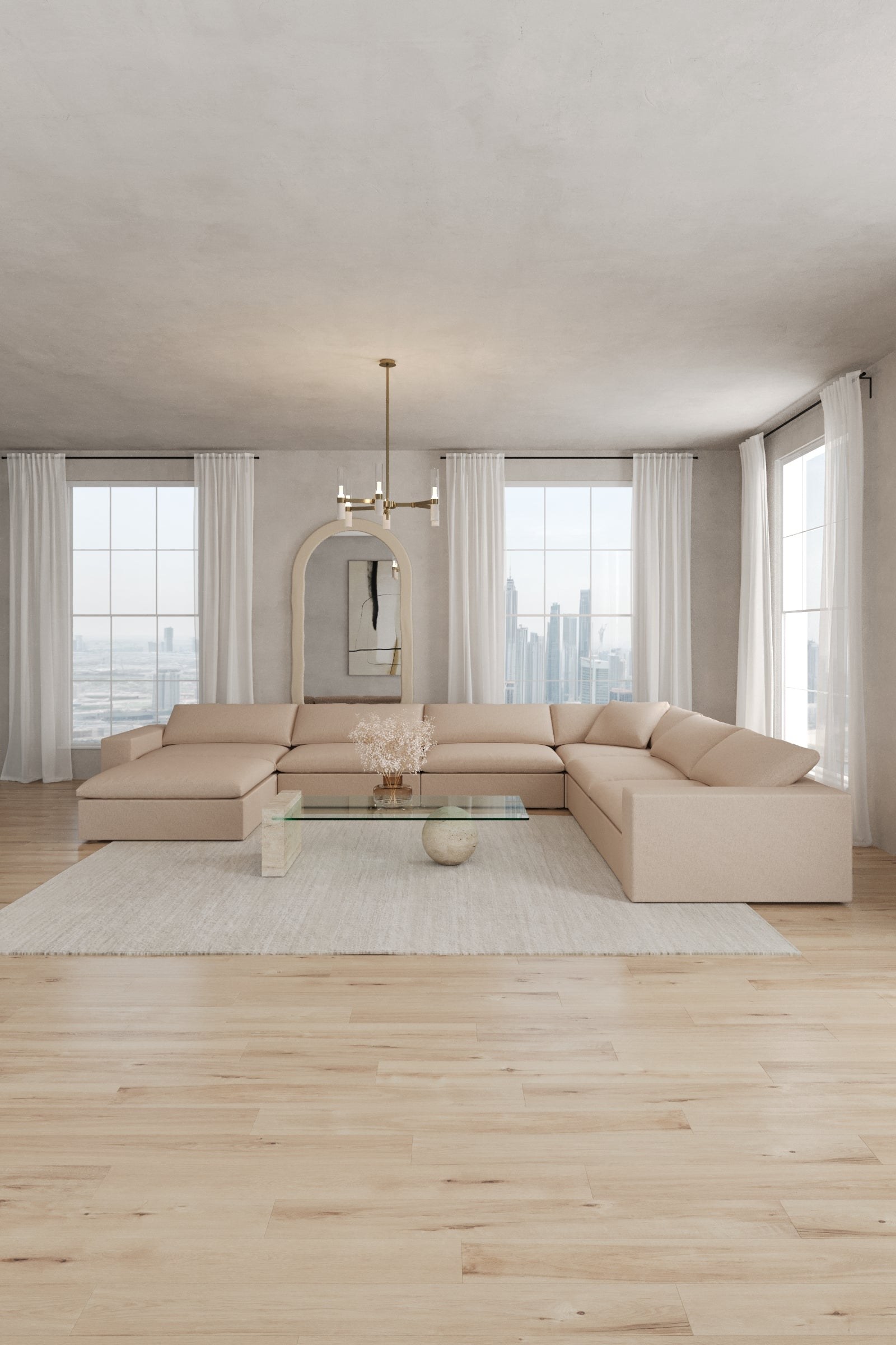 Orvella Pink Orchid Modular L-Shape Sofa With Ottoman - Image 4