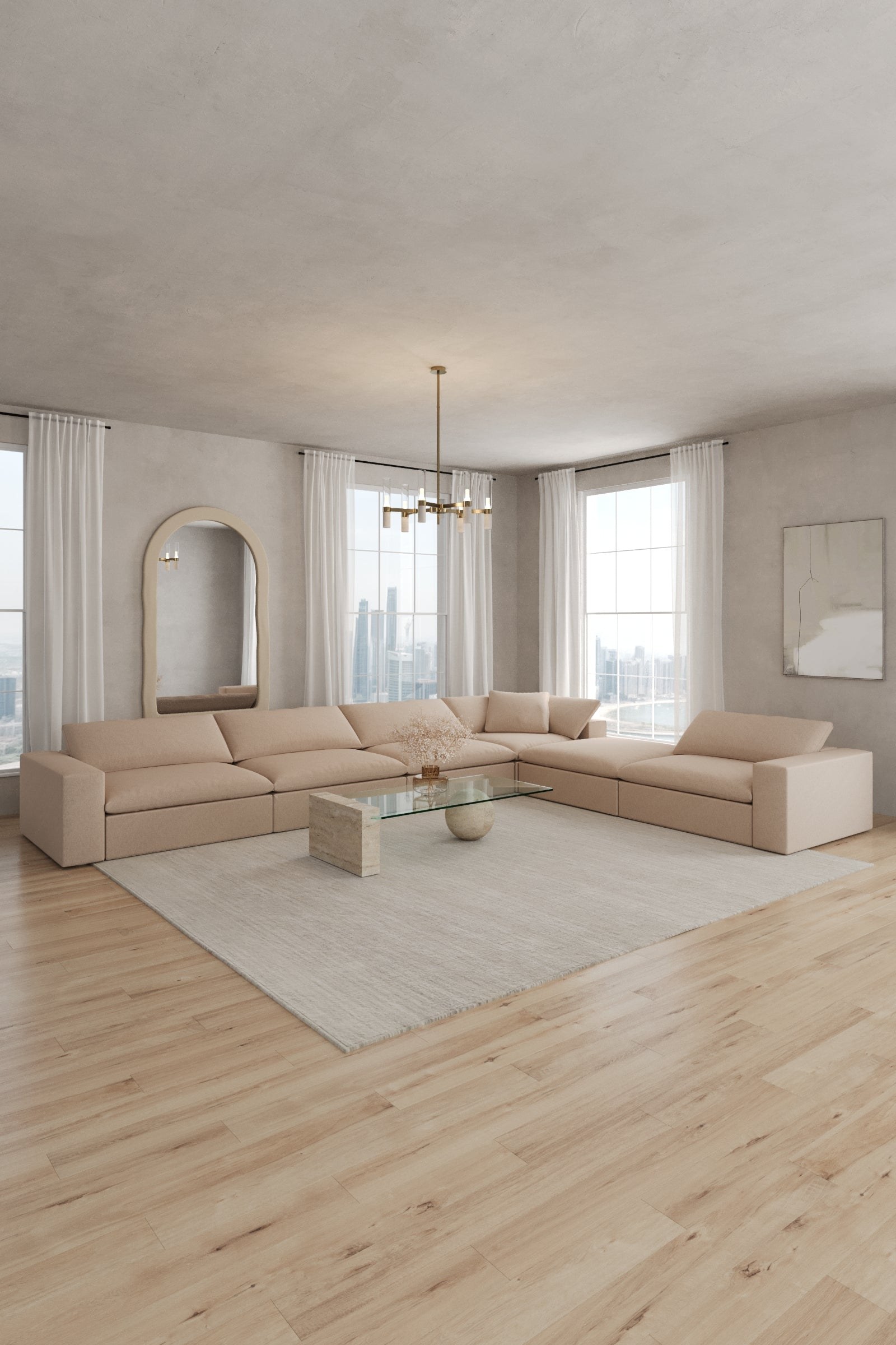 Orvella Pink Orchid Modular 5 Seater Sofa with Corner Module - Image 4