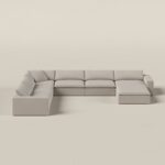 Orvella Champagne Beige Modular L-Shape Sofa With Ottoman