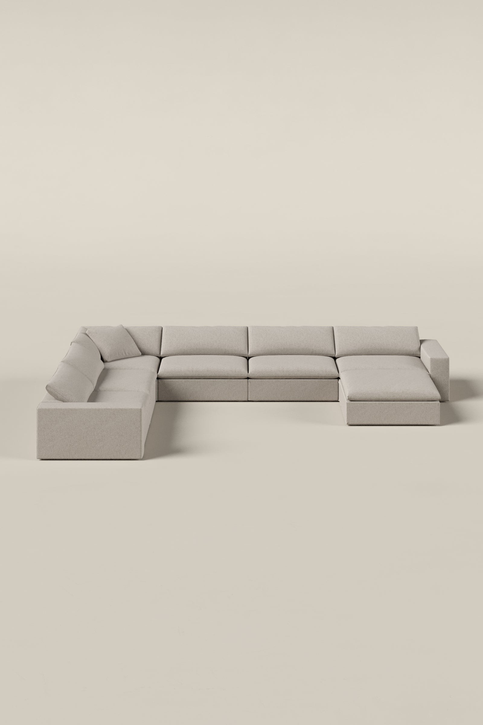 Orvella Champagne Beige Modular L-Shape Sofa With Ottoman