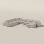 Orvella Champagne Beige Modular L-Shape Sofa With Ottoman