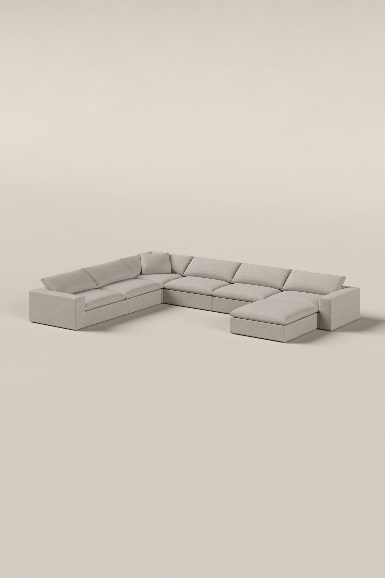 Orvella Champagne Beige Modular L-Shape Sofa With Ottoman - Image 2