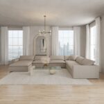 Orvella Champagne Beige Modular L-Shape Sofa With Ottoman