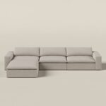 Orvella Champagne Beige Modular 3 Seater Sofa with Ottoman