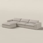Orvella Champagne Beige Modular 3 Seater Sofa with Ottoman