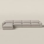 Orvella Champagne Beige Modular 4 Seater Sofa with Ottoman