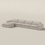 Orvella Champagne Beige Modular 4 Seater Sofa with Ottoman
