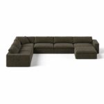Orvella Olive Wood Modular L-Shaped Sofa With Ottoman