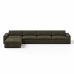 Orvella Olive Wood Modular 4 Seater Sofa with Ottoman
