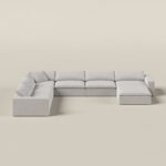 Orvella Repose Grey Modular L-Shaped Sofa With Ottoman