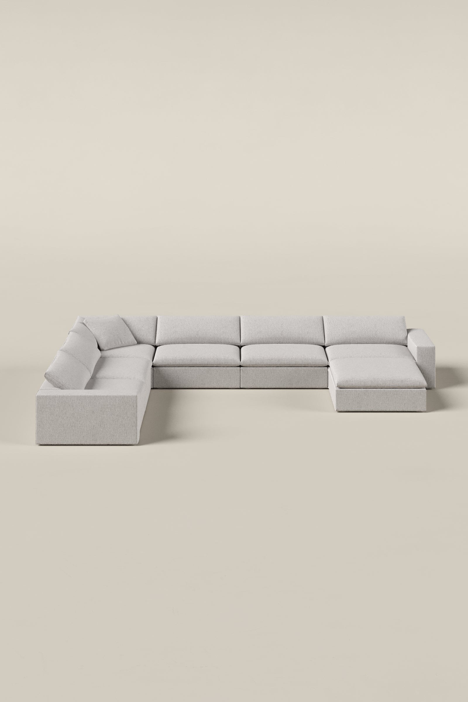 Orvella Repose Grey Modular L-Shaped Sofa With Ottoman
