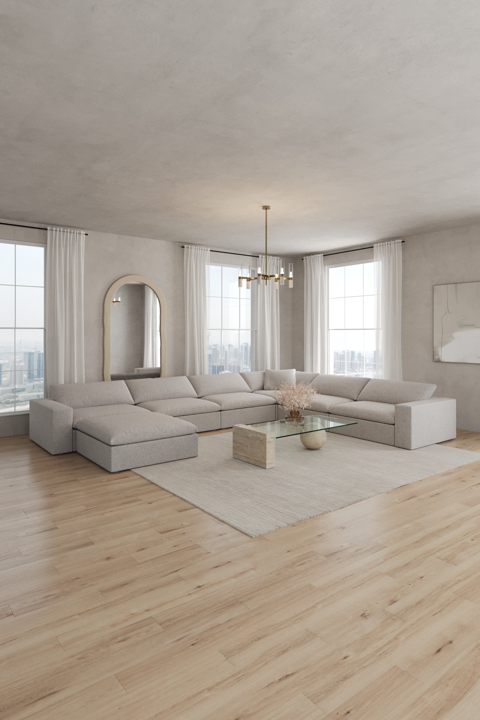 Orvella Repose Grey Modular L-Shaped Sofa With Ottoman - Image 3