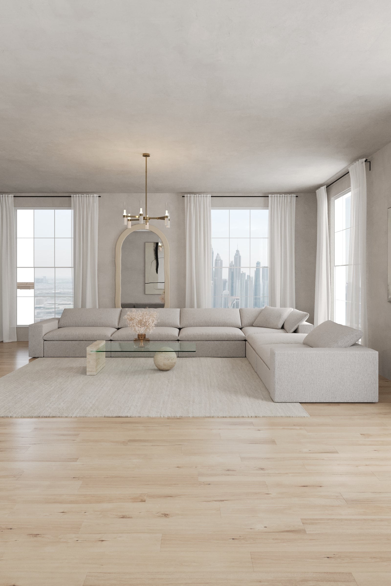 Orvella Repose Grey Modular 5 Seater Sofa with Corner Module - Image 3