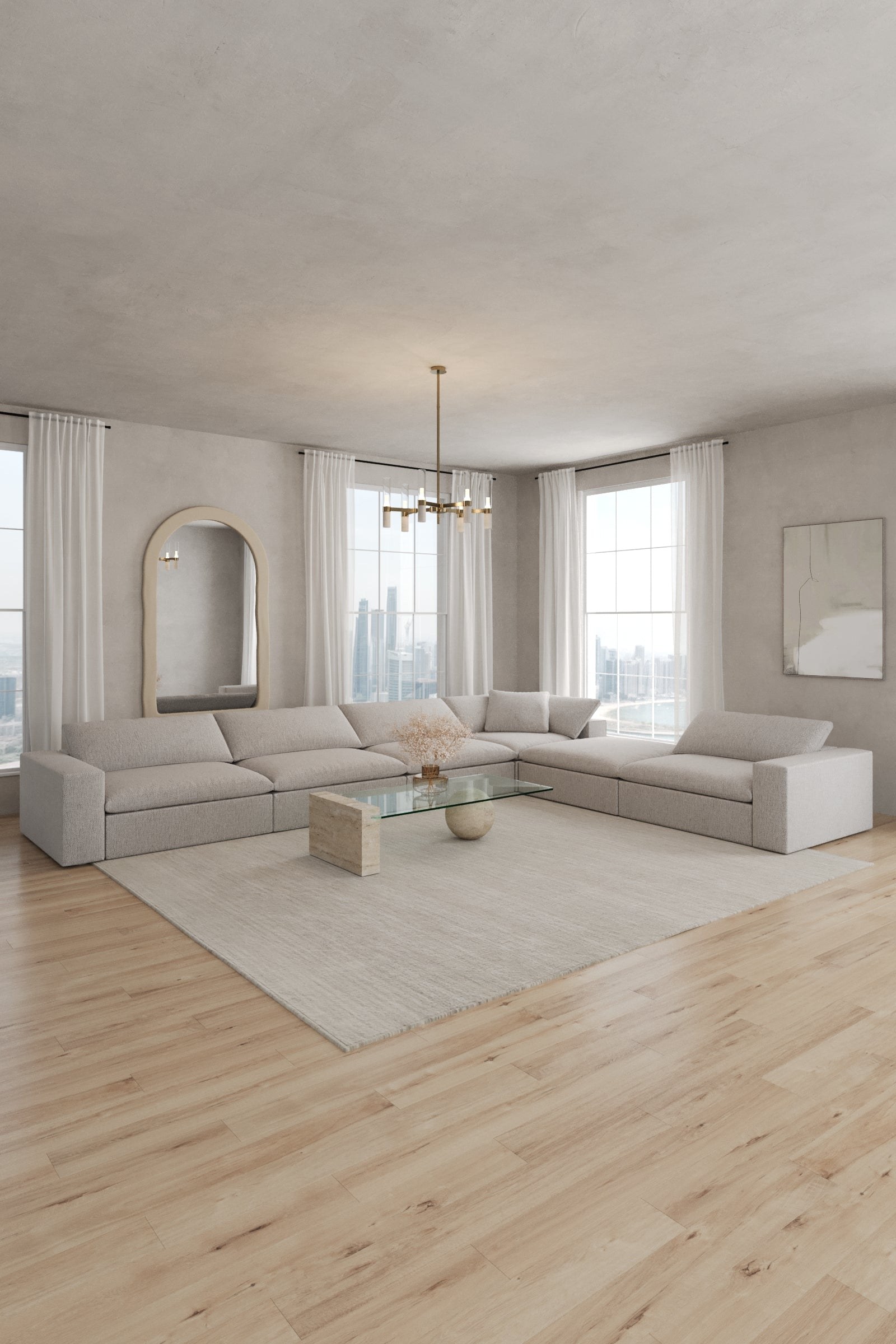 Orvella Repose Grey Modular 5 Seater Sofa with Corner Module - Image 4