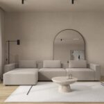Emersyn Champagne Beige 3 Seater Modular Sofa with Ottoman