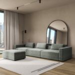 Emersyn Eucalyptus Dust 3 Seater Modular Sofa with Ottoman