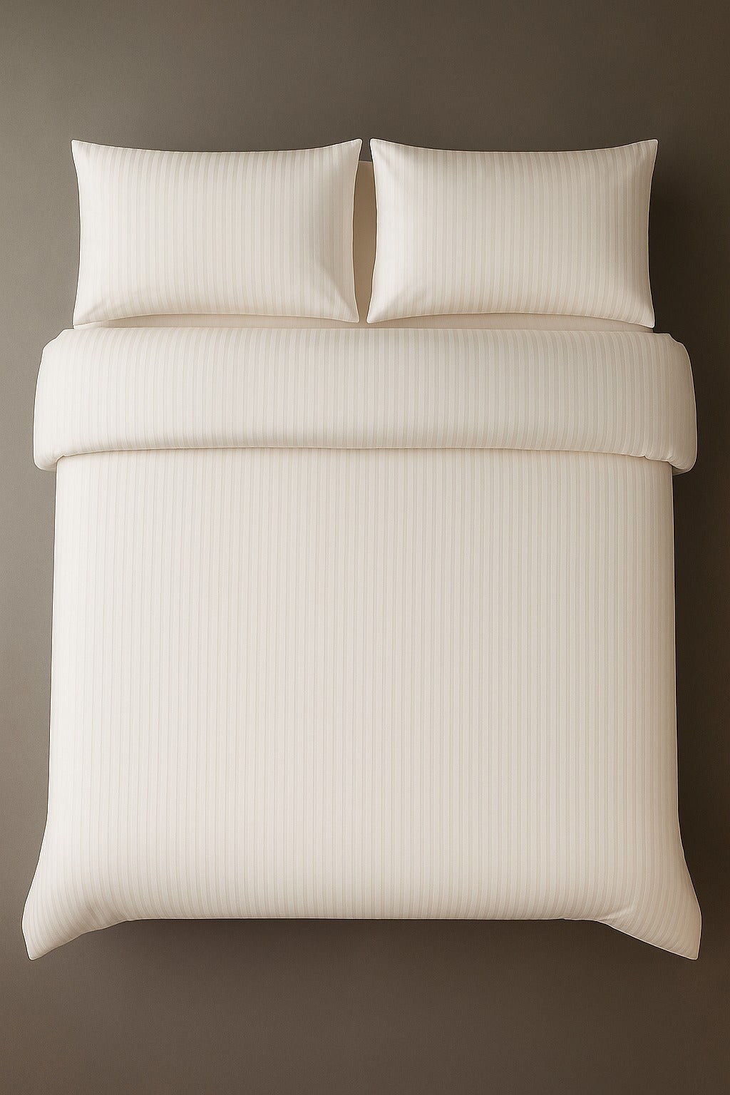 Cream Striped Bed Sheet, Duvet Cover & Pillowcase Set
