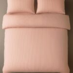 Peach Striped Bed Sheet, Duvet Cover & Pillowcase Set