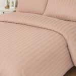 Peach Striped Bed Sheet, Duvet Cover & Pillowcase Set