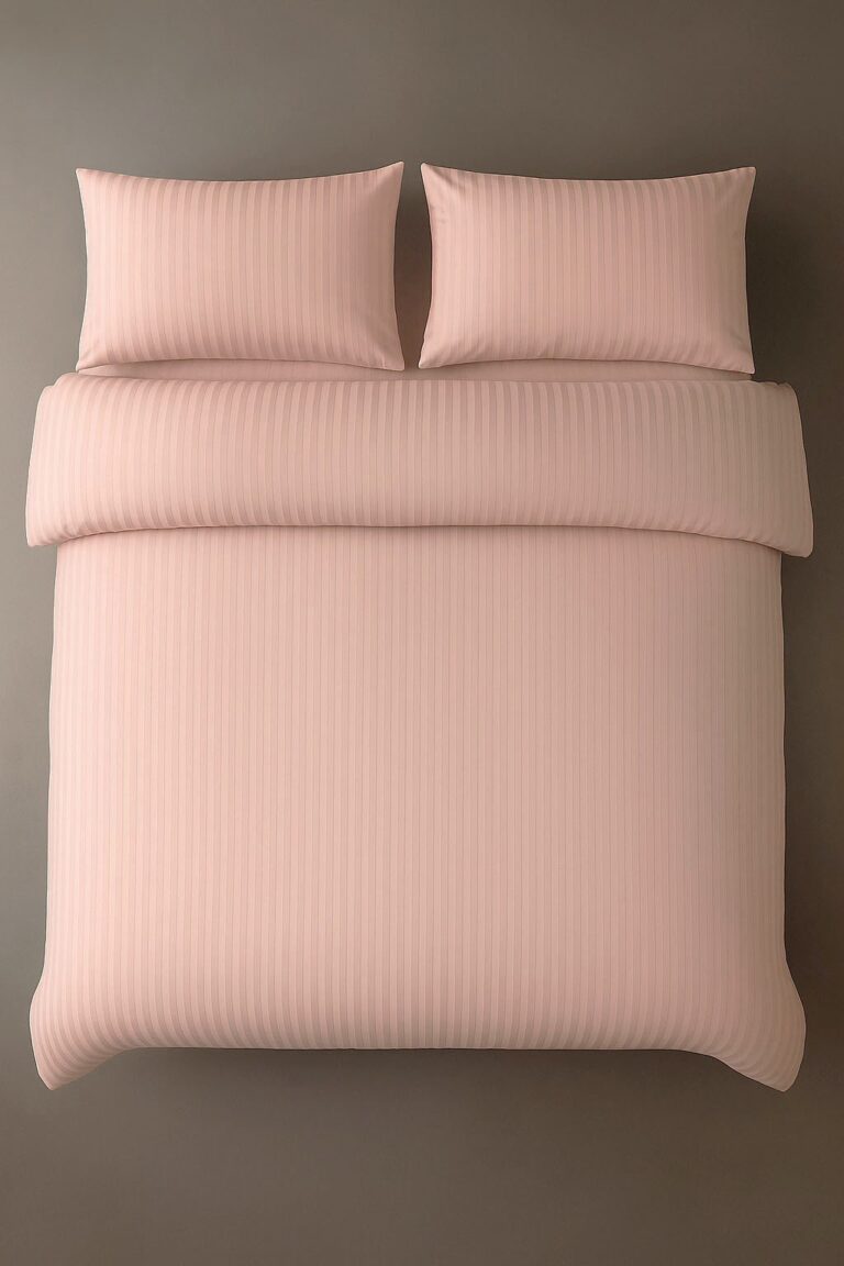 Pink Striped Bed Sheet, Duvet Cover & Pillowcase Set
