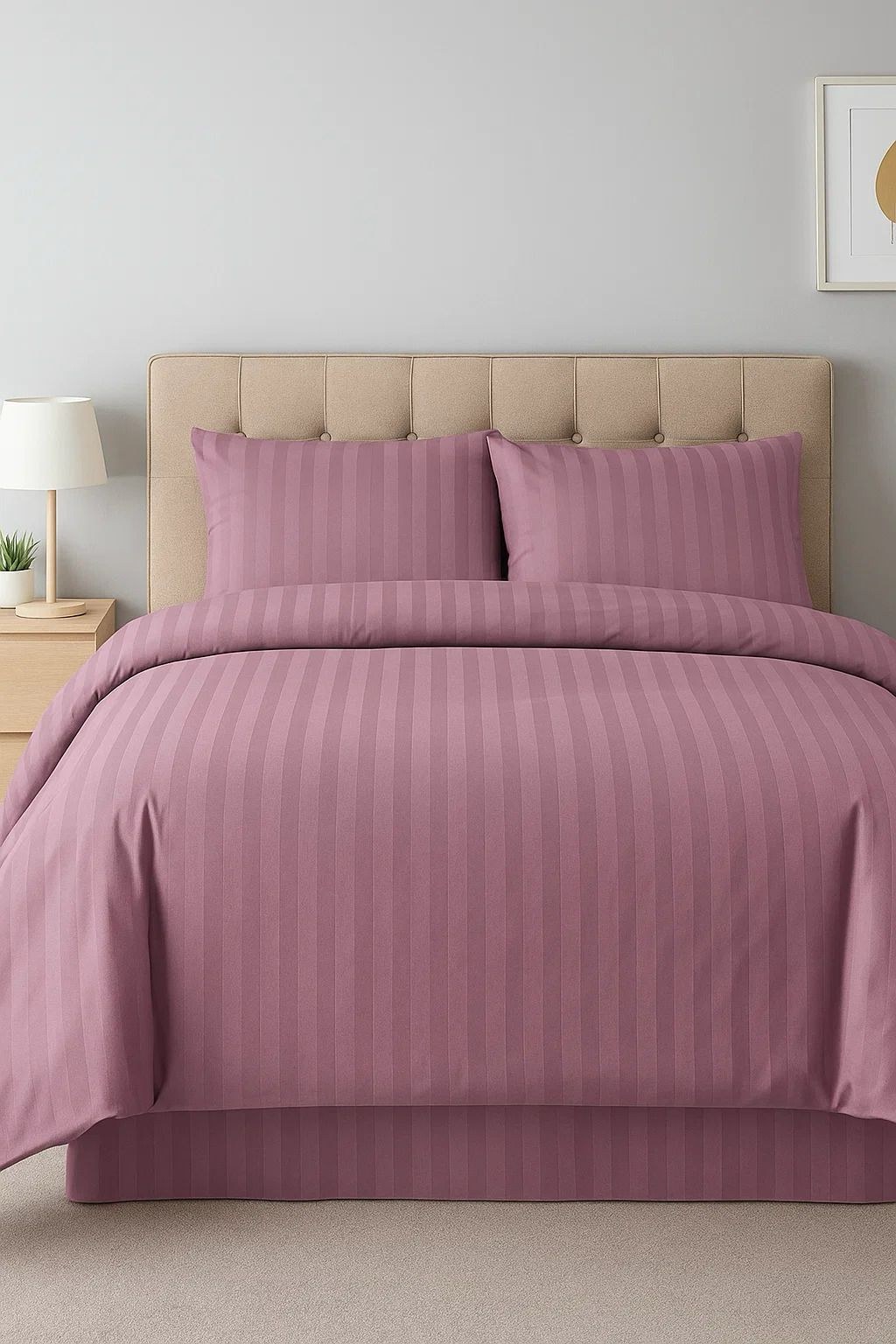 Purple Striped Bed Sheet, Duvet Cover & Pillowcase Set - Image 3