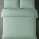Mint Green Striped Bed Sheet, Duvet Cover & Pillowcase Set