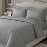 Dark Grey Striped Bed Sheet, Duvet Cover & Pillowcase Set