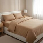 Camel Striped Bed Sheet, Duvet Cover & Pillowcase Set