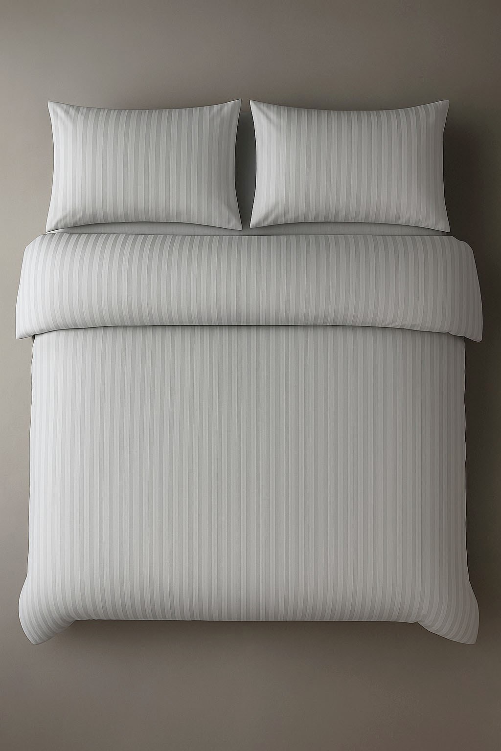 Steel Grey Striped Bed Sheet, Duvet Cover & Pillowcase Set