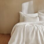 Premium White Striped Bed Sheet, Duvet Cover & Pillowcase Set