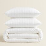 Premium White Striped Bed Sheet, Duvet Cover & Pillowcase Set