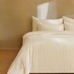 Premium Cream Striped Bed Sheet, Duvet Cover & Pillowcase Set