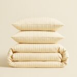 Premium Cream Striped Bed Sheet, Duvet Cover & Pillowcase Set