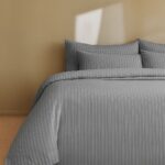 Premium Gray Striped Bed Sheet, Duvet Cover & Pillowcase Set