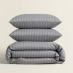 Premium Gray Striped Bed Sheet, Duvet Cover & Pillowcase Set