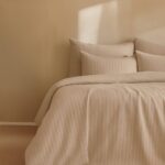 Premium Beige Striped Bed Sheet, Duvet Cover & Pillowcase Set